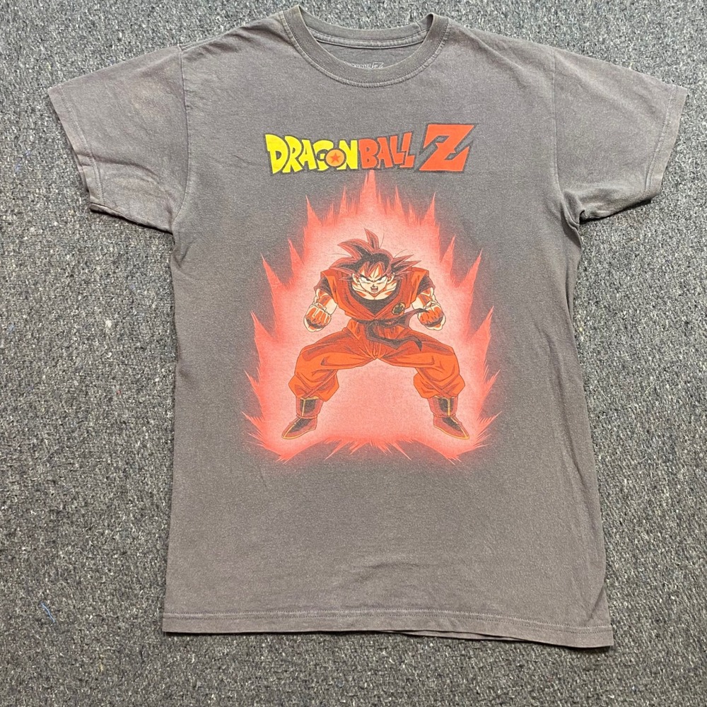Dragon Ball Z Goku Kaioken Graphic TShirt Sz S Mens Gray Anime Streetwear Tee